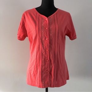 Women’s Vintage Hunt Club 100% Cotton short sleeve button up shirt size M